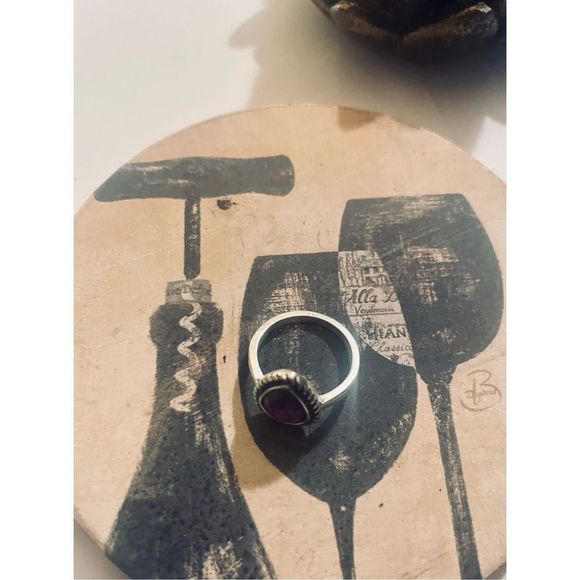 Pretty purple teardrop STONE SILVER BOHO RING - Picture 3 of 5
